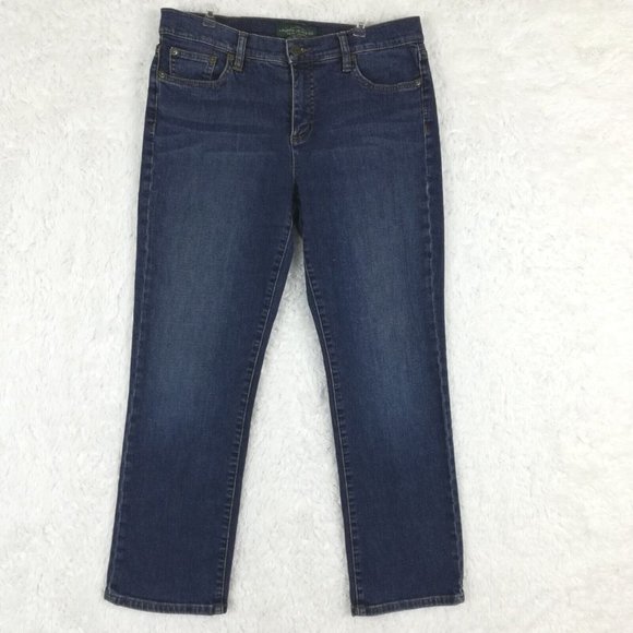 Lauren Jeans Co Womens Jeans Classic Straight Blue Denim Medium Wash Petite 8P - Picture 1 of 12